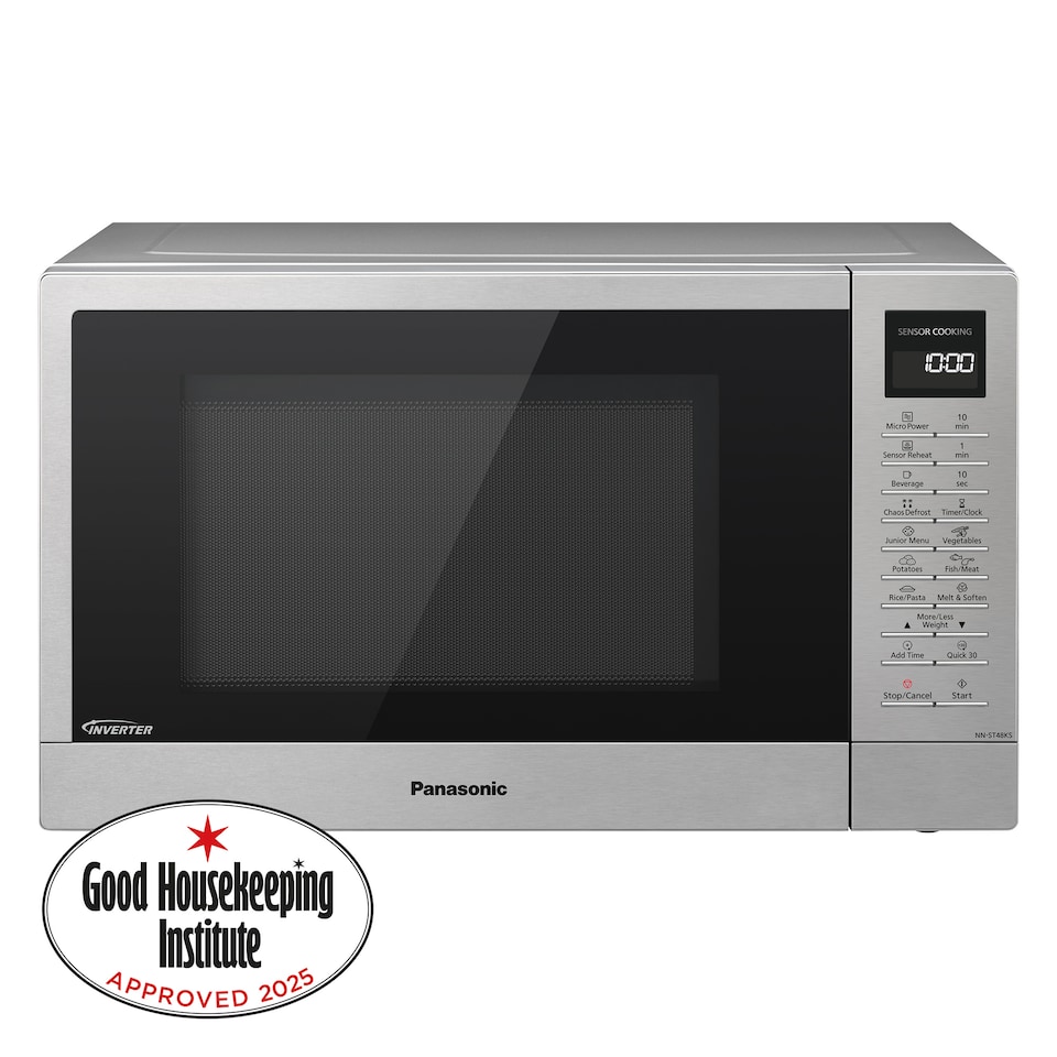 image 1 of Panasonic NN-ST48KSBPQ Solo Inverter Microwave Oven with Turntable with 25 Programmes and a Junior Menu, 1000 W, 32 L - Silver