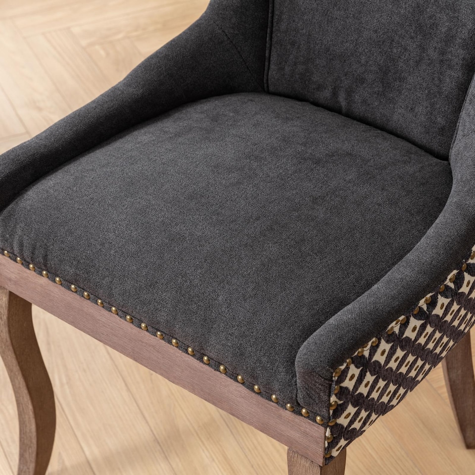 image 1 of Bewley Set of 2 Modern Fabric Dining Chairs with Wooden Legs