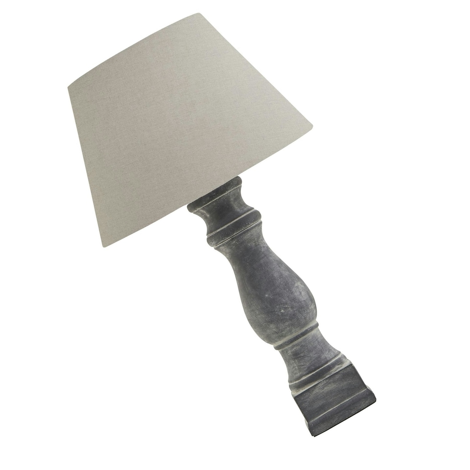 image 1 of Hill Interiors Amalfi Candlestick Linen Table Lamp (UK Plug) - Grey - One Size