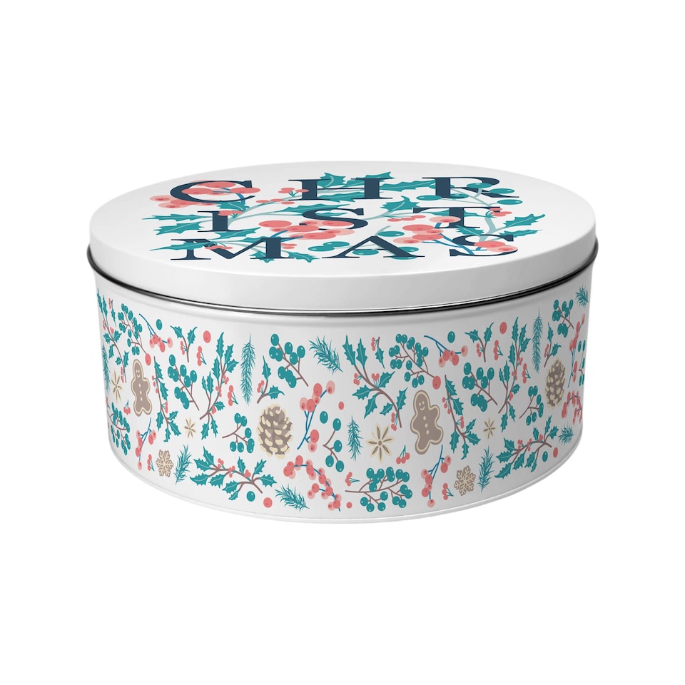 image 1 of Holly Tangle Large Round Christmas Cake Tin