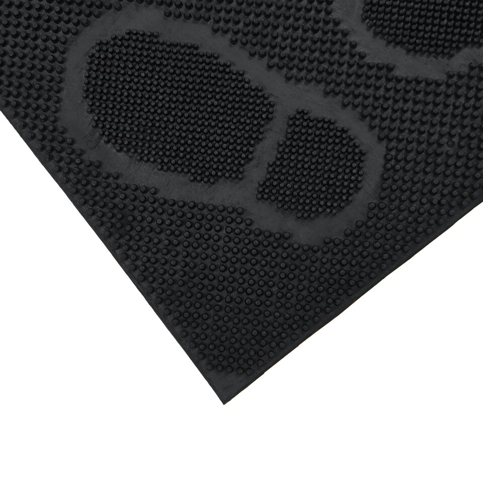 image 1 of JVL Footprint Rubber Scraper Doormat 40x60cm, Black