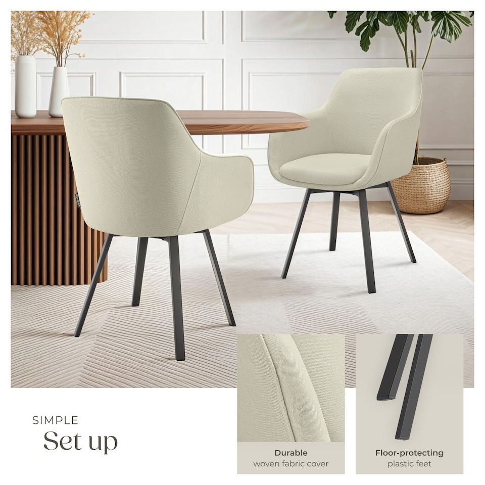 image 1 of Dining Chair Alicon - swivel armchair with padding and continuous backrest | Grey | greige | 6