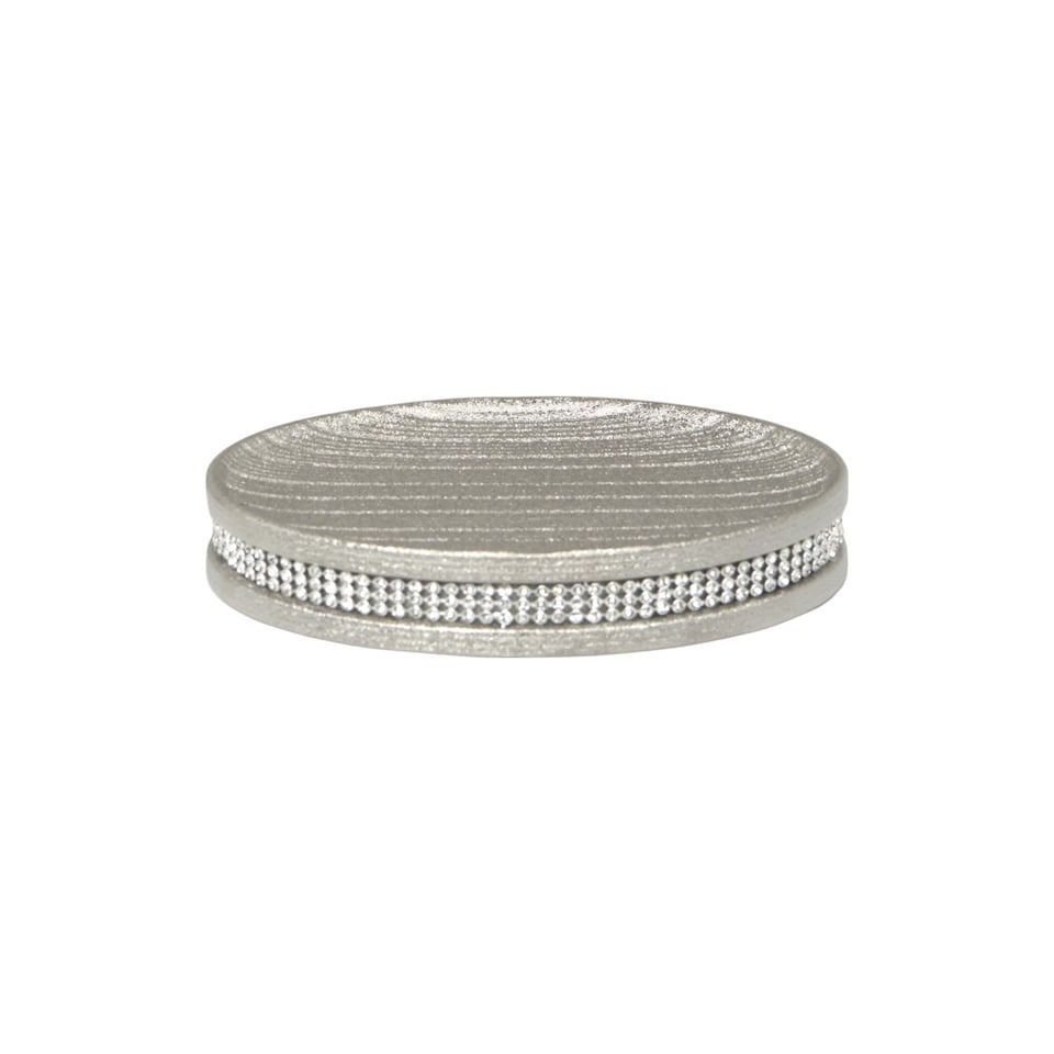 image 1 of Showerdrape Pzazz Silver Diamante Bathroom Sink Soap Dish | Silver | 1