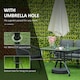 image 3 of Outsunny 106.5cm Square Patio Dining Table with Parasol Hole, Glass Top