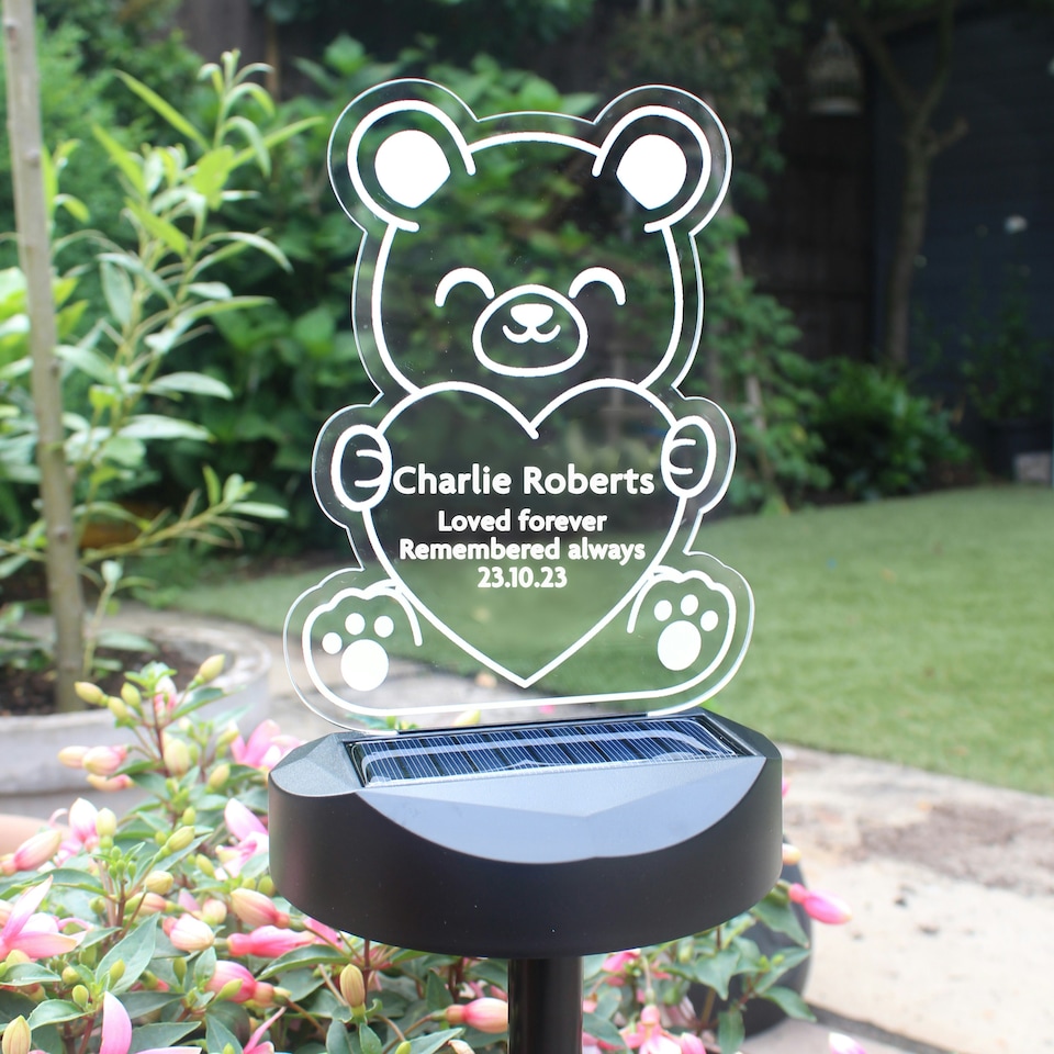 image 1 of Personalised Bear Memorial Outdoor Solar Light