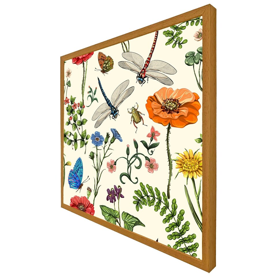 image 1 of Flowers & insects (Picture Frame) Brown | Oak | XS