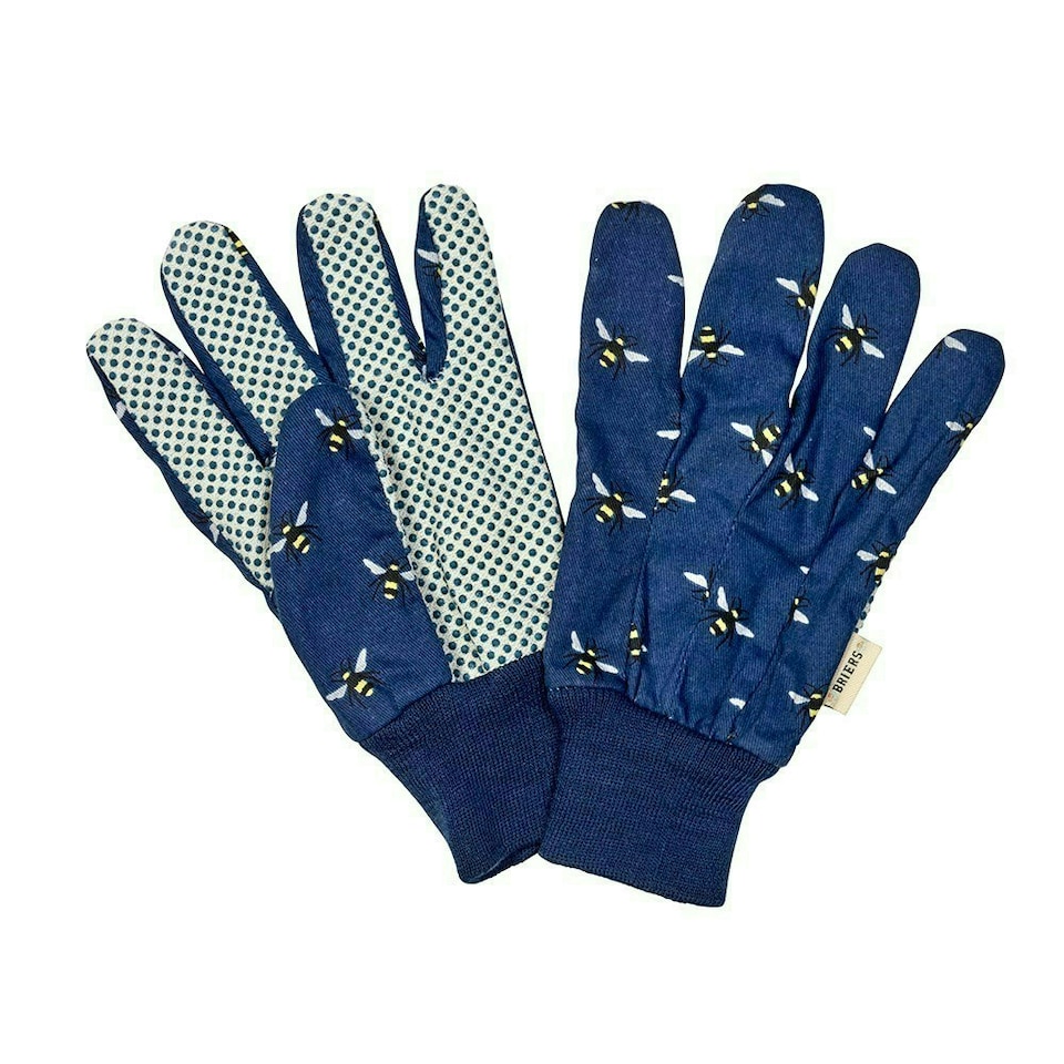 image 1 of Bee Theme Gardening Gloves with Cotton Grips Triple Pack