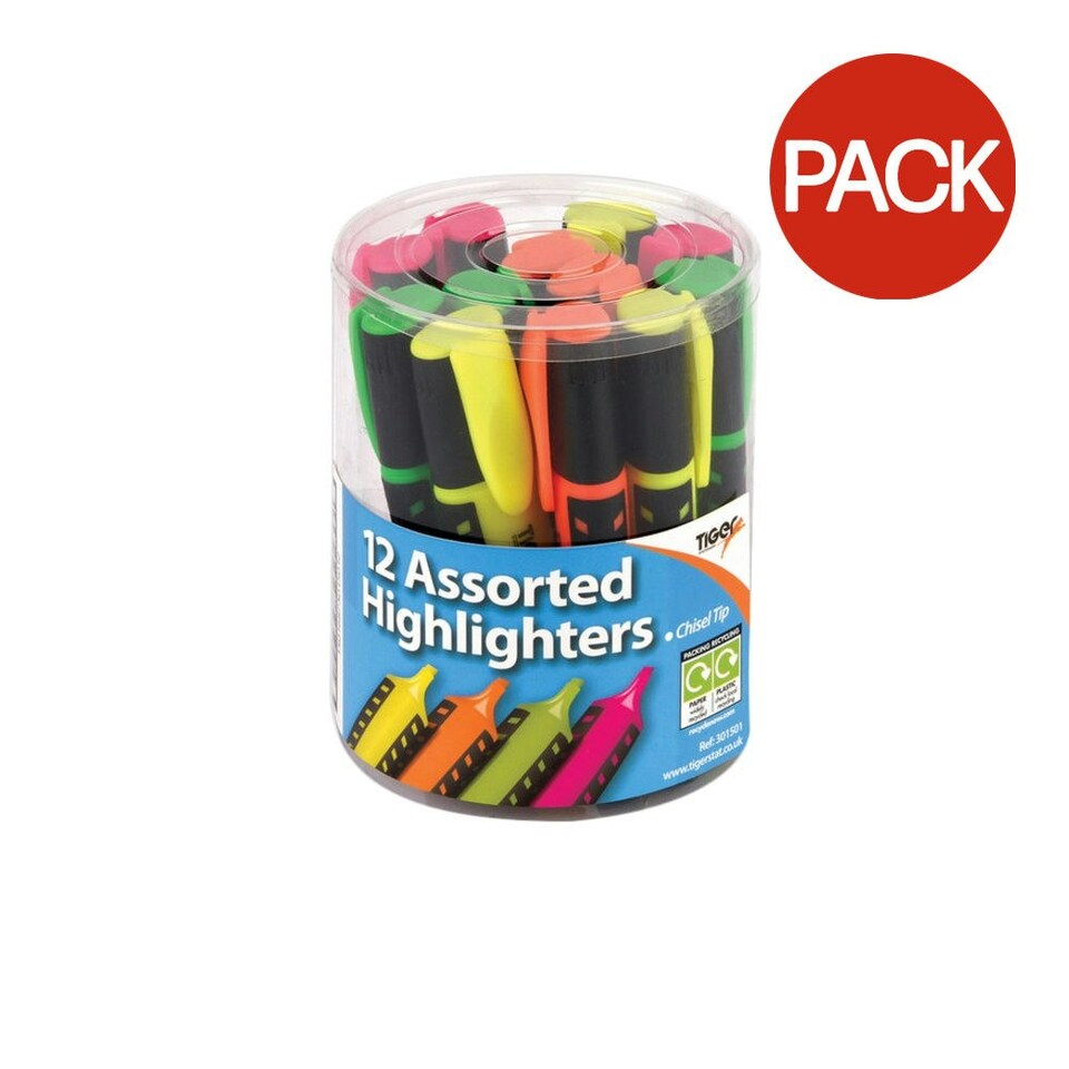 Tiger Stationery Highlighter (Pack of 12) - Multicoloured - One Size