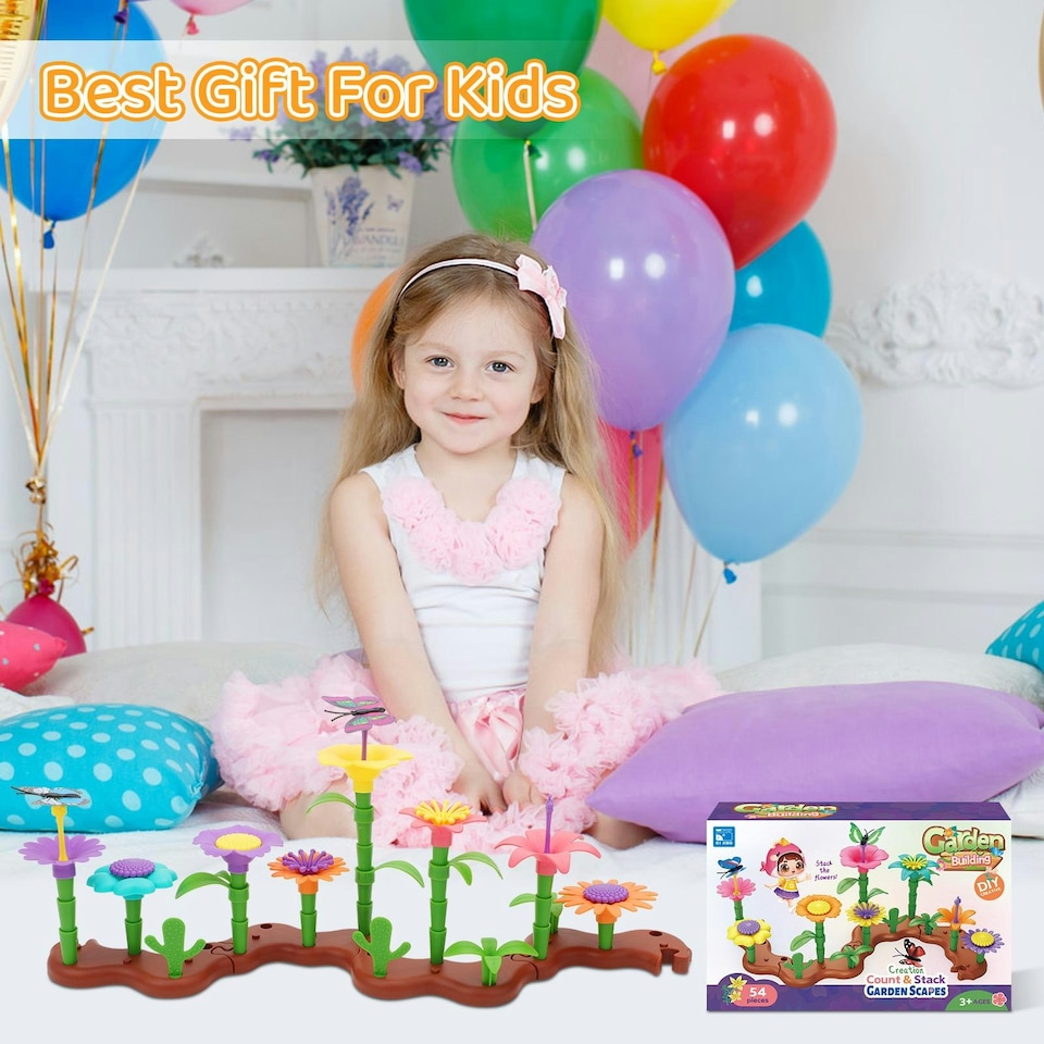 image 1 of 54 PCS DIY Flower Garden Toy Creative Building & Planting Set for Girls
