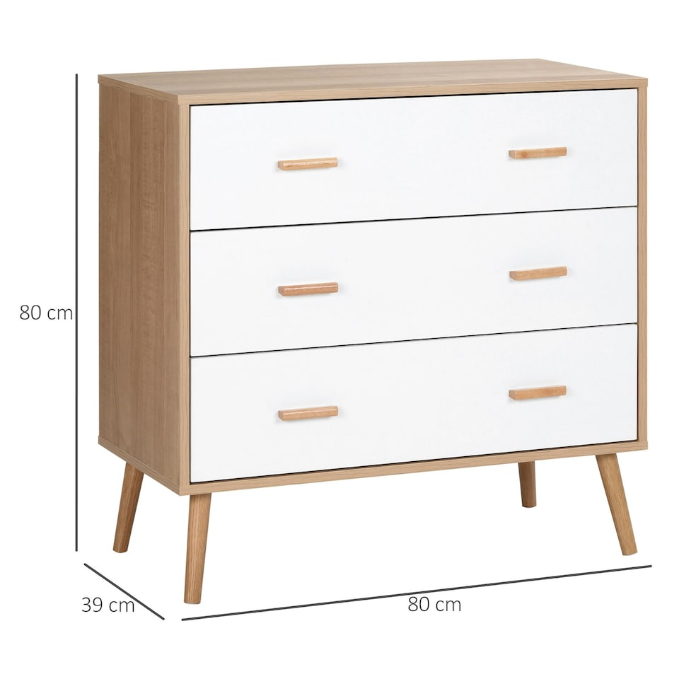 image 1 of HOMCOM Chest of Drawers with 3 Drawers Storage Organizer