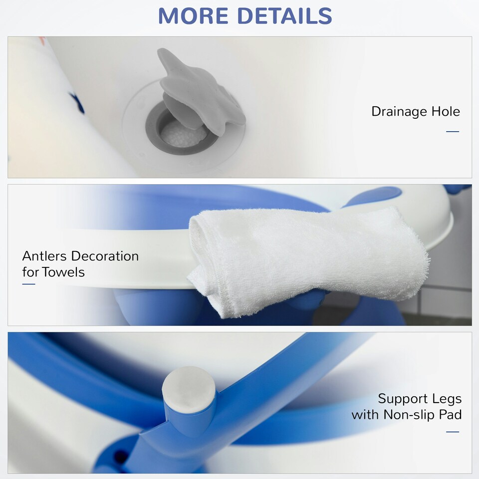 image 1 of HOMCOM Foldable Baby Bath Tub Ergonomic with Temperature-Induced Water Plug