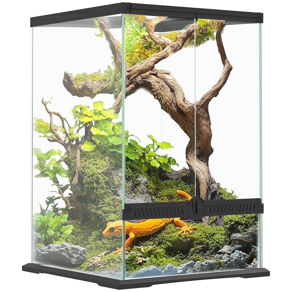 image 1 of PawHut Glass Reptile Terrarium, 40L Vivarium for Lizards, Frogs, Snakes, Turtles