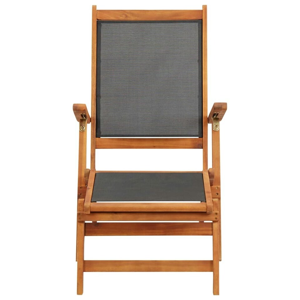 Outdoor Deck Chair Solid Acacia Wood and Textilene Tesco Groceries
