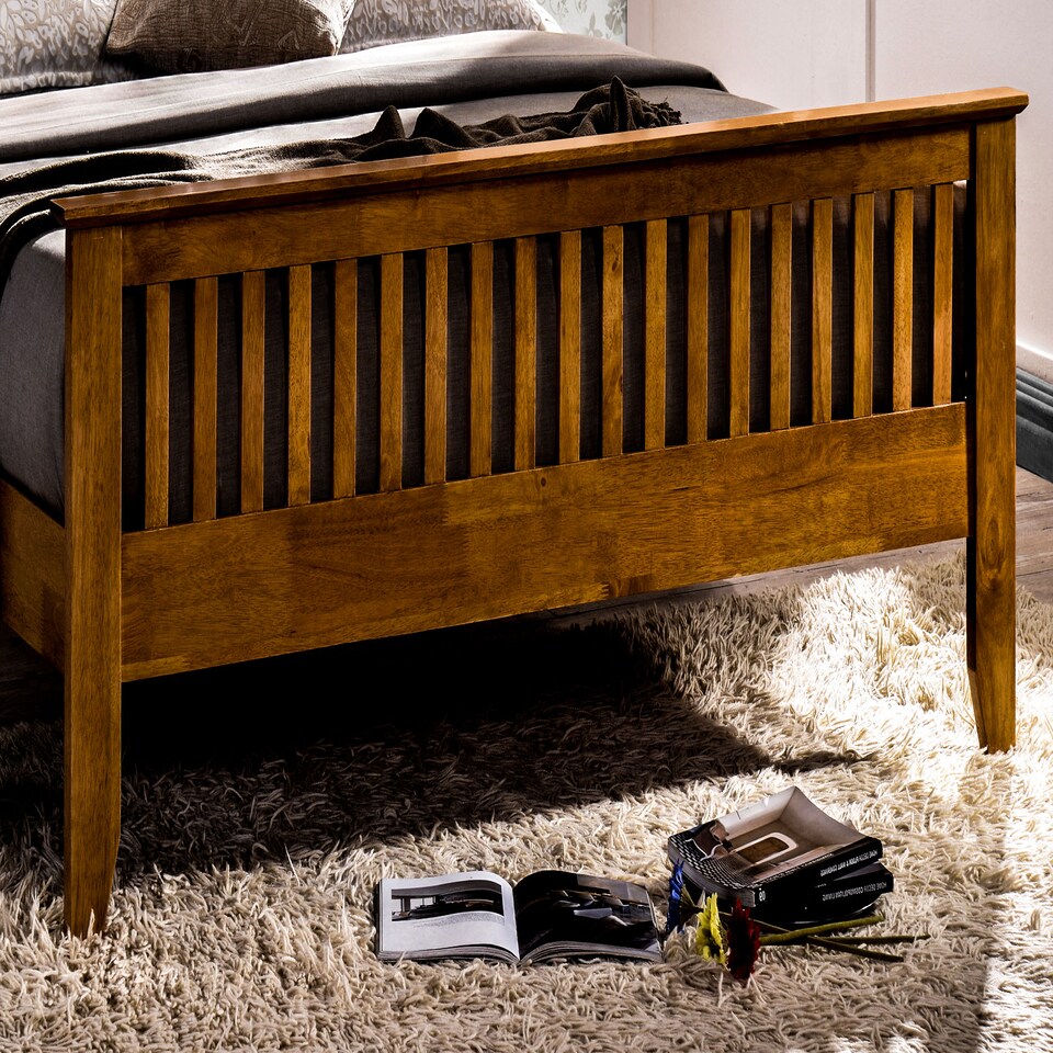 image 1 of 3ft Single Oak Colour Finish Shaker Wood Wooden Bed Frame Bedstead High Foot End