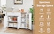 image 7 of VILUXE Mobile Kitchen Island with Foldable Worktop, Drawer, Adjustable Cabinets, 3 Door Spice Racks, Towel Rail and 5 Wheels, White and Natural Wood