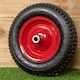 image 3 of Replacement 15" x 3.4" Pneumatic Heavy Duty Garden Wheelbarrow Wheel & Axel In Red