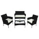 image 1 of Alivio 4 Piece Rattan Sofa Set Patio Furniture with Coffee Table Weather Resistant UV Protected Cushions for Indoor Outdoor Use | Black | 1
