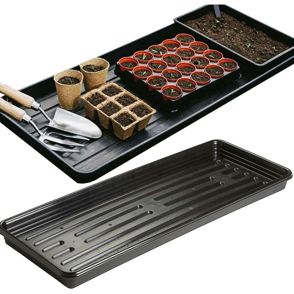 image 1 of 2 x Large Black Multi Use Black Grow Bag Trays For Gardening, Growing & Transporting Pots