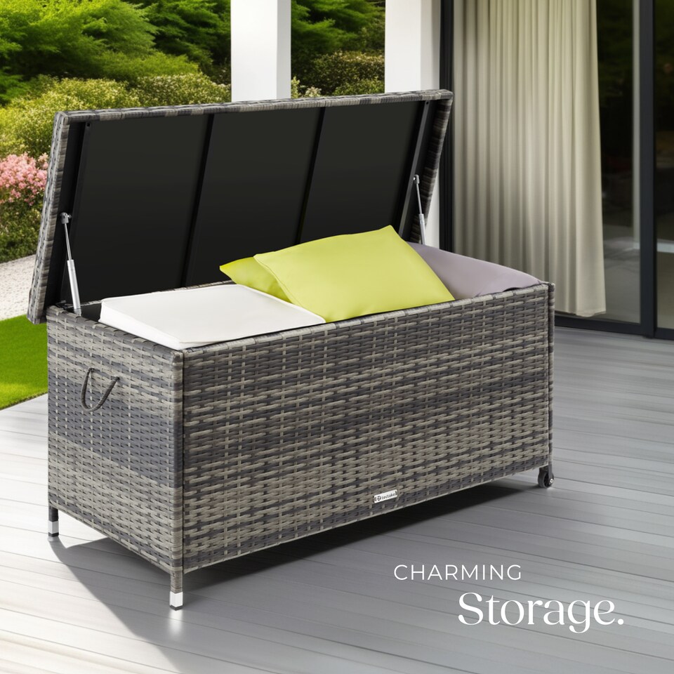 image 1 of Storage Box Kiruna - rattan garden furniture cushion storage 120 x 55 x 61.5 cm | Grey | grey | 121 x 56 x 60 cm | 1