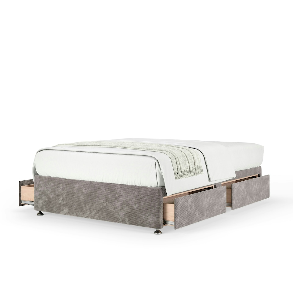 image 1 of Memory Maestro Memory Foam Silver Chenille 4 Drawer Divan Set Double