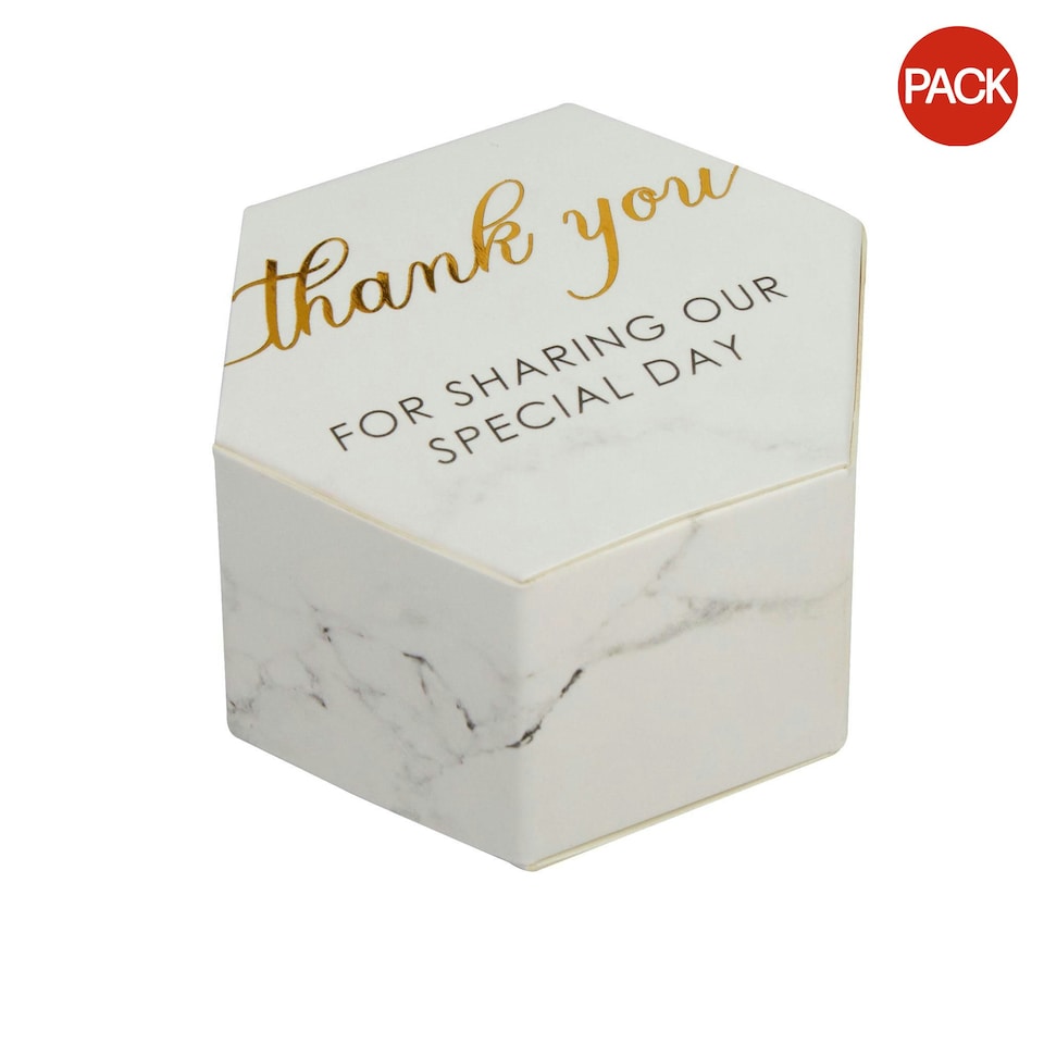 Neviti Thank You Marble Effect Gift Box (Pack of 10) - Off White - One Size