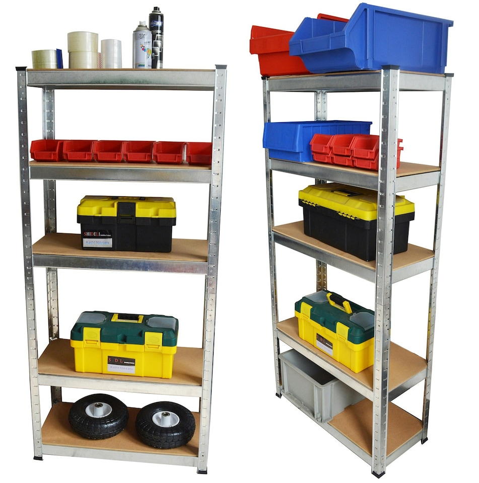 image 1 of 5 Tier Boltless Industrial Racking Garage Shelving Storage Shelf Heavy Duty | Silver