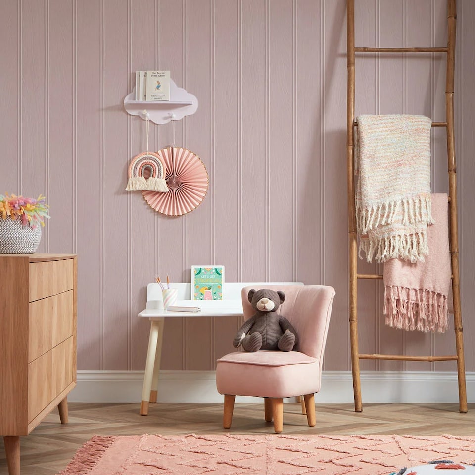 image 1 of Beadboard Panel Wallpaper in Blush Pink | Pink | Blush Pink
