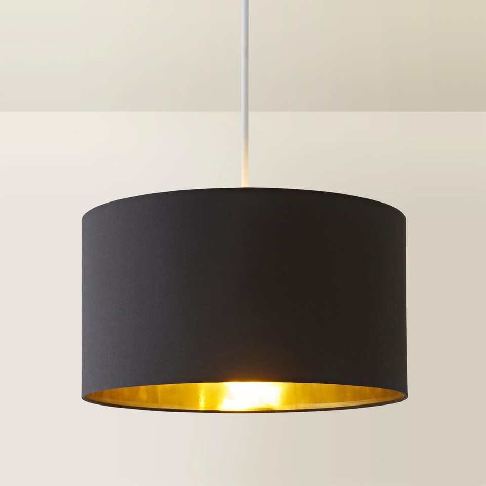 image 1 of ValueLights Reni Black Ceiling Pendant Shade Black And Gold Inner | Black