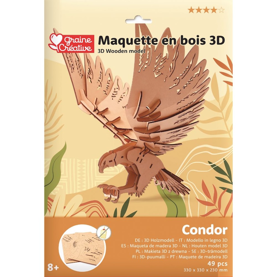 image 1 of 3D Wooden Model Kit Condor - Craft Gifts for 8 yrs +