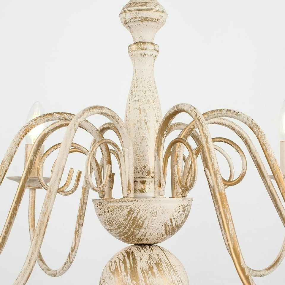 image 1 of ValueLights Traditional Style 8 Way White Distressed Ceiling Light Chandelier Fitting