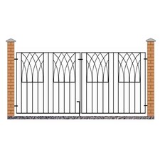 Abbey Modern Double Driveway Gate - Solid Steel - Fits Gap of 2413 mm x 812 mm High - Electro Galvanised/Black Powder Coated Black