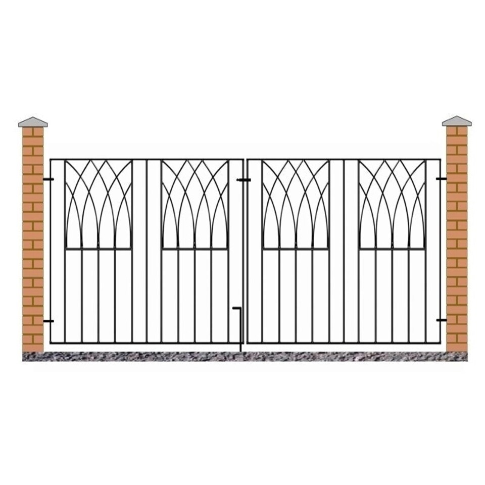 Abbey Modern Double Driveway Gate - Solid Steel - Fits Gap of 2413 mm x 812 mm High - Electro Galvanised/Black Powder Coated Black