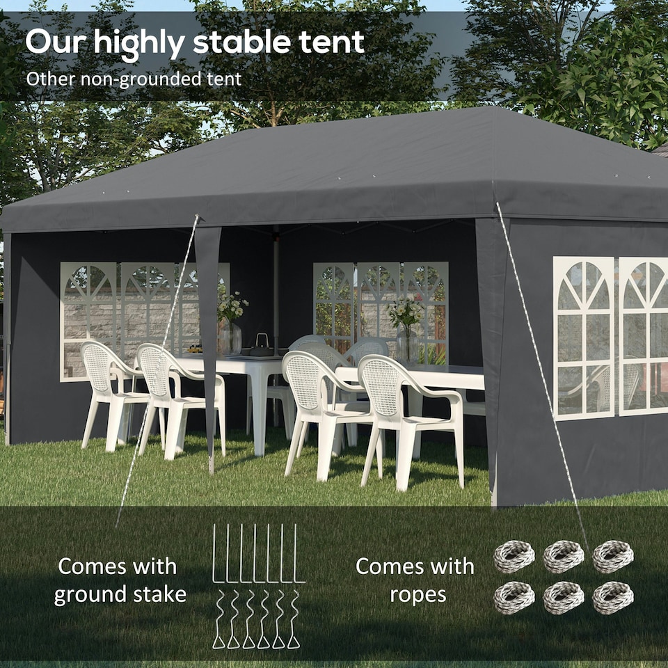 image 1 of Outsunny 3 x 6m Heavy Duty Gazebo Marquee Party Tent with Storage Bag Black