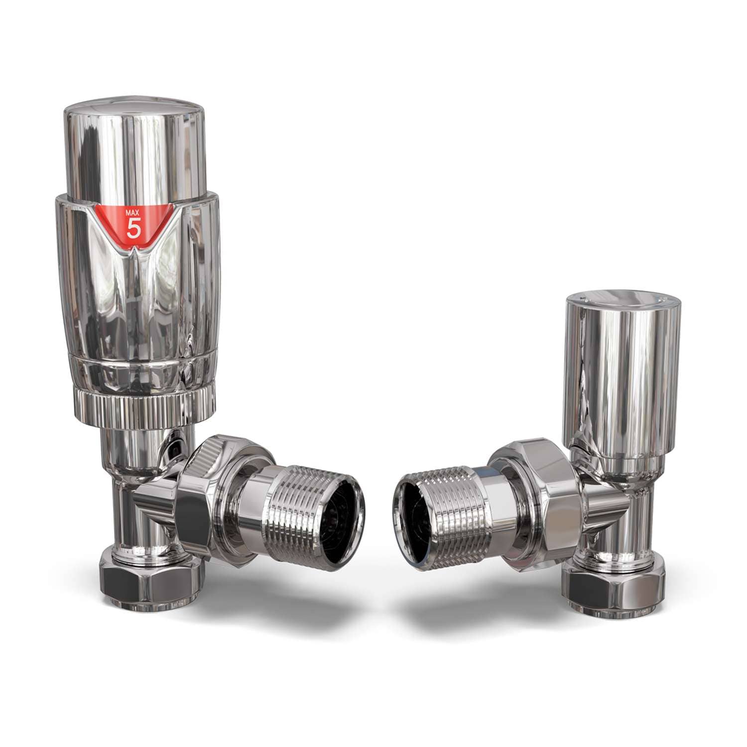 Talus Flair Thermostatic Radiator Valve & Lockshield Angled - Chrome - 15mm