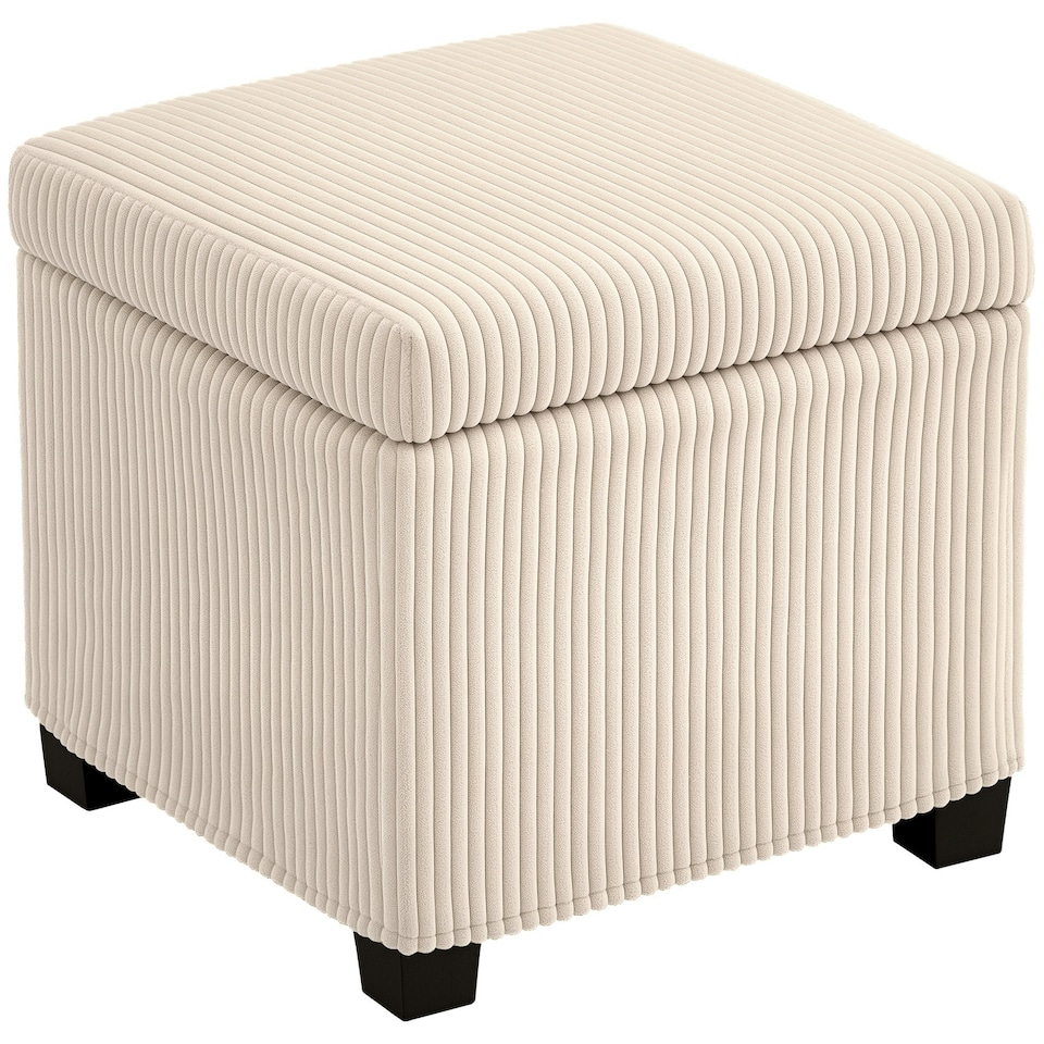 image 1 of HOMCOM 40 cm Ottoman Storage Box with Removable Lid, Foot Rest, Beige Yellow