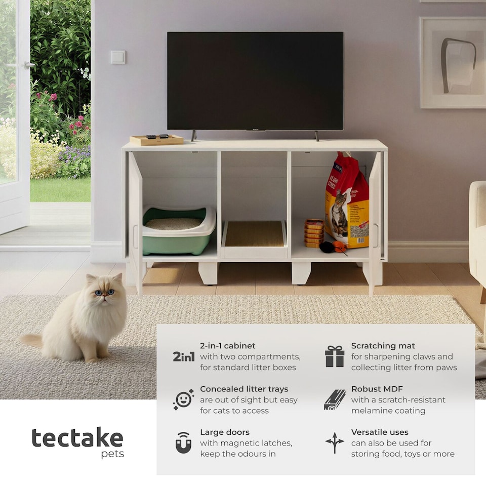 image 1 of Cat Cabinet Freya with Ventilation, Storage and Scratching Mat