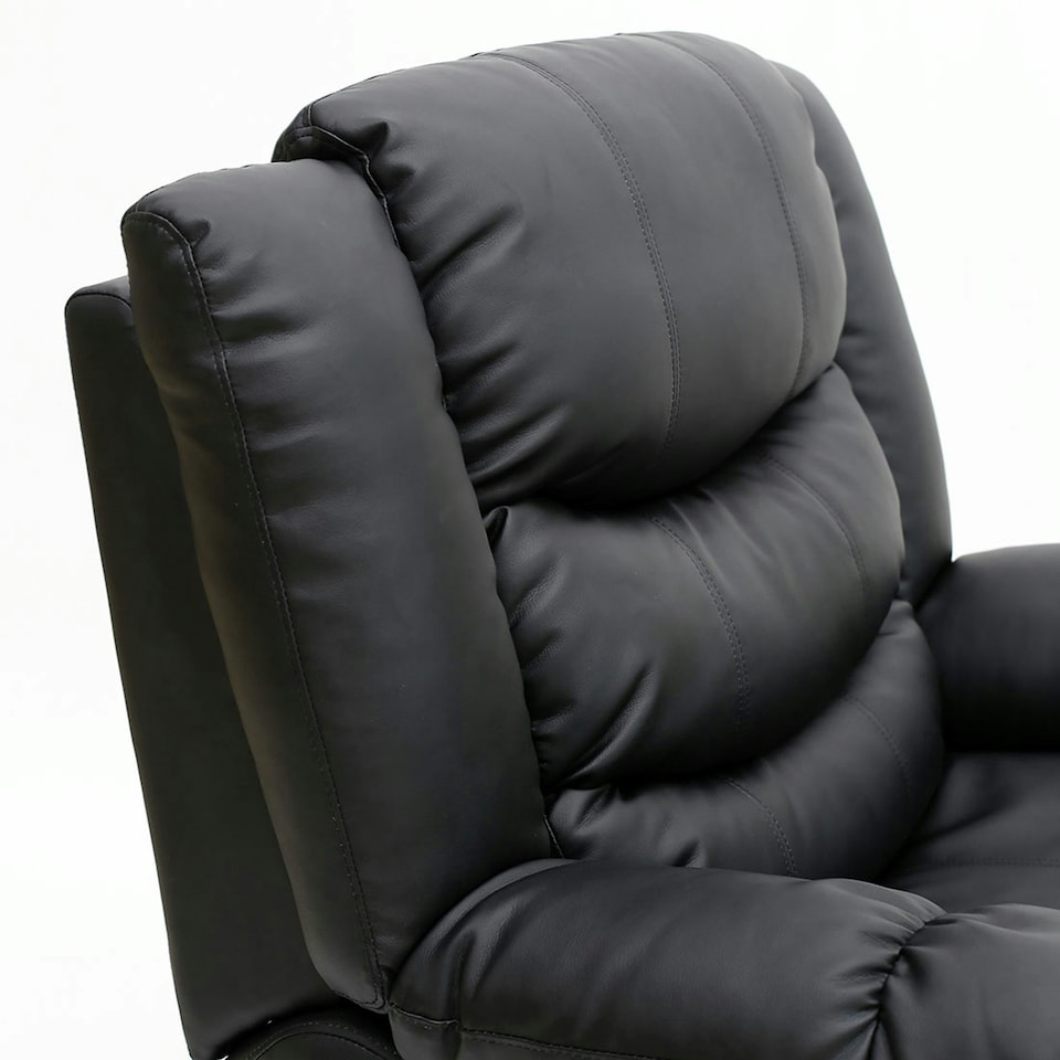 image 1 of Chester Bonded Leather Manual Recliner Chair with Heat And Massage (Black)