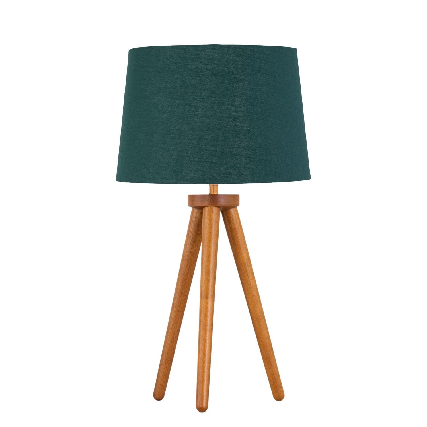 First Choice Lighting Voyage - Dark Oak Table Lamp or Bedside Light with Green & Gold Shade in Brown