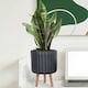 image 10 of Modern Ribbed Black Cylinder Planter on Legs, Round Pot Plant Stand Indoor D24 H32 cm, 7.6 ltrs Cap.