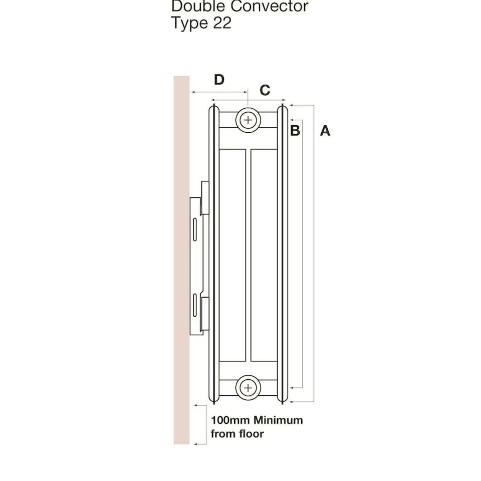 image 1 of 400mm (H) x 800mm (W) - White Horizontal Flat - Type 22 - Radiator (Madrid) - Double Convector - (0.4m x 0.8m) - Depth 105mm