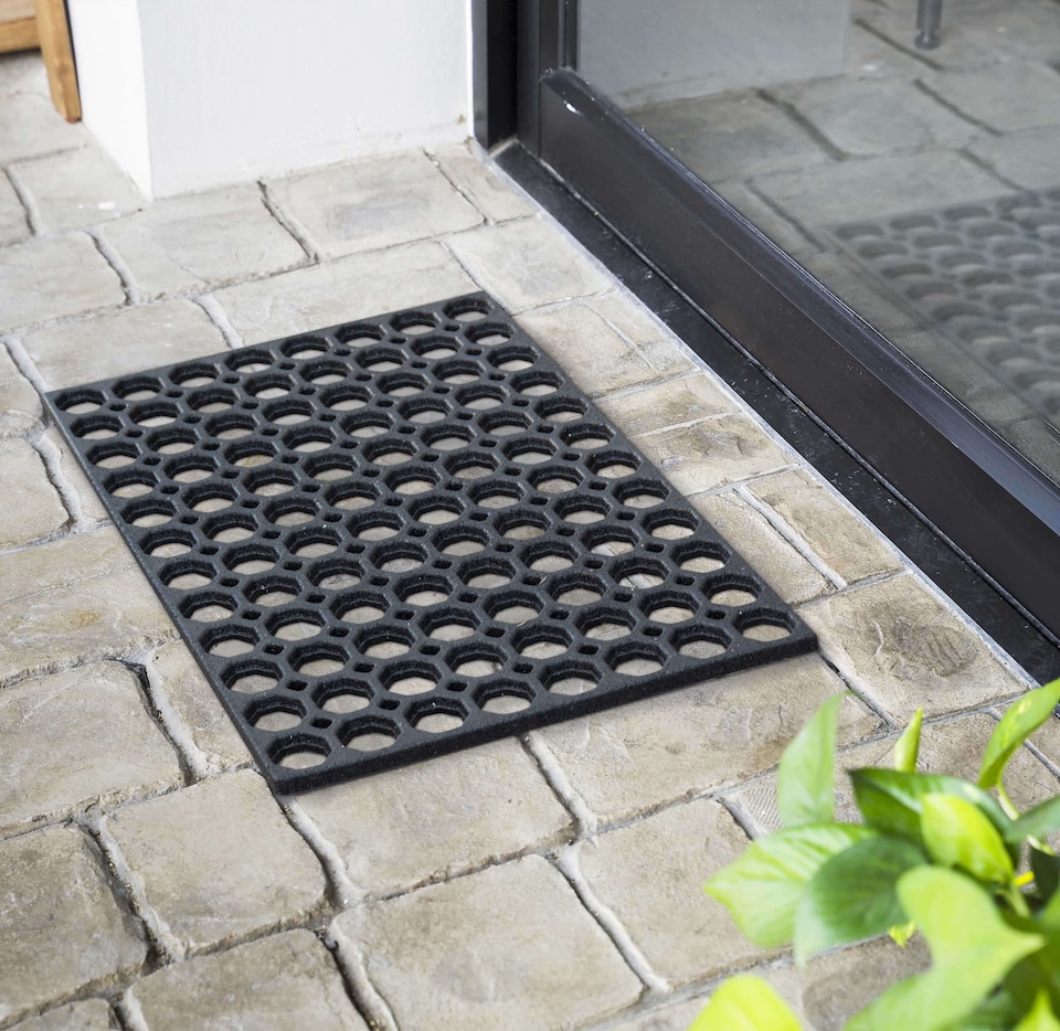 image 1 of Nicoman Rubber Ring Scraper Doormat 80x60cm | Black | 80x60cm