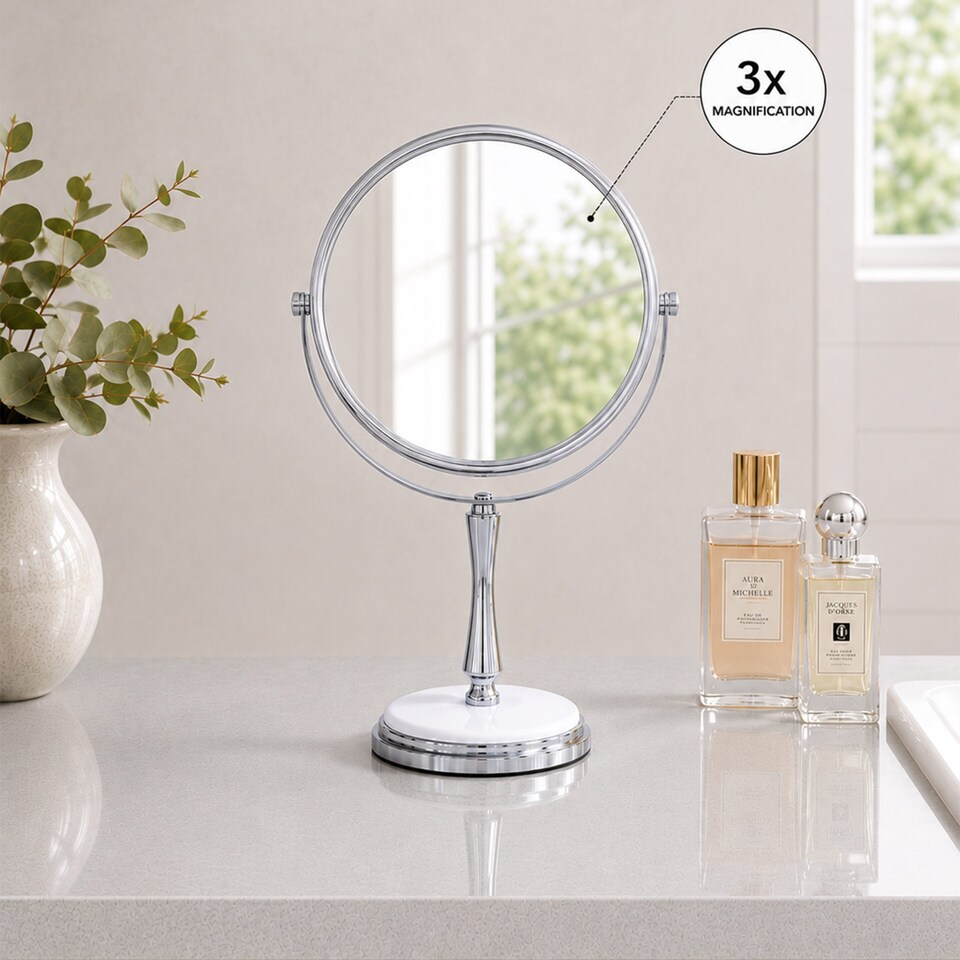 image 1 of Showerdrape Opera 3x Magnifying Chrome Oval Vanity Mirror | Chrome | Chrome | 1