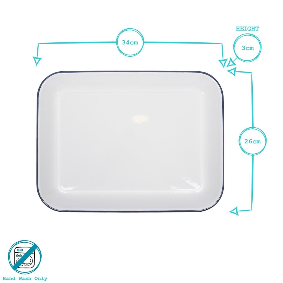 image 1 of Argon Tableware White Rectangle Enamel Baking Tray - 34cm x 26cm - Green