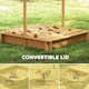 image 5 of Outsunny Kids Square Wooden Sandpit, Children Sandbox Outdoor Playset