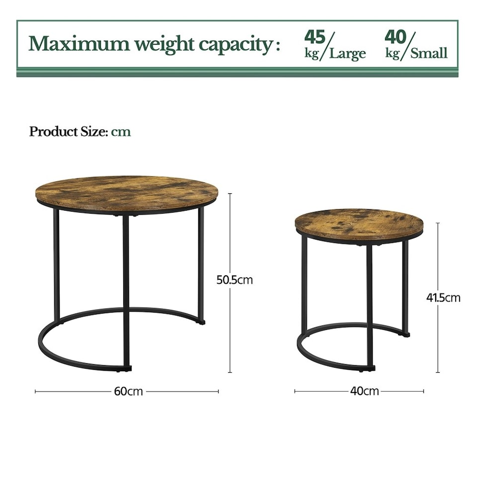 image 1 of Yaheetech Round Nesting End Table Set with Metal Base Grey