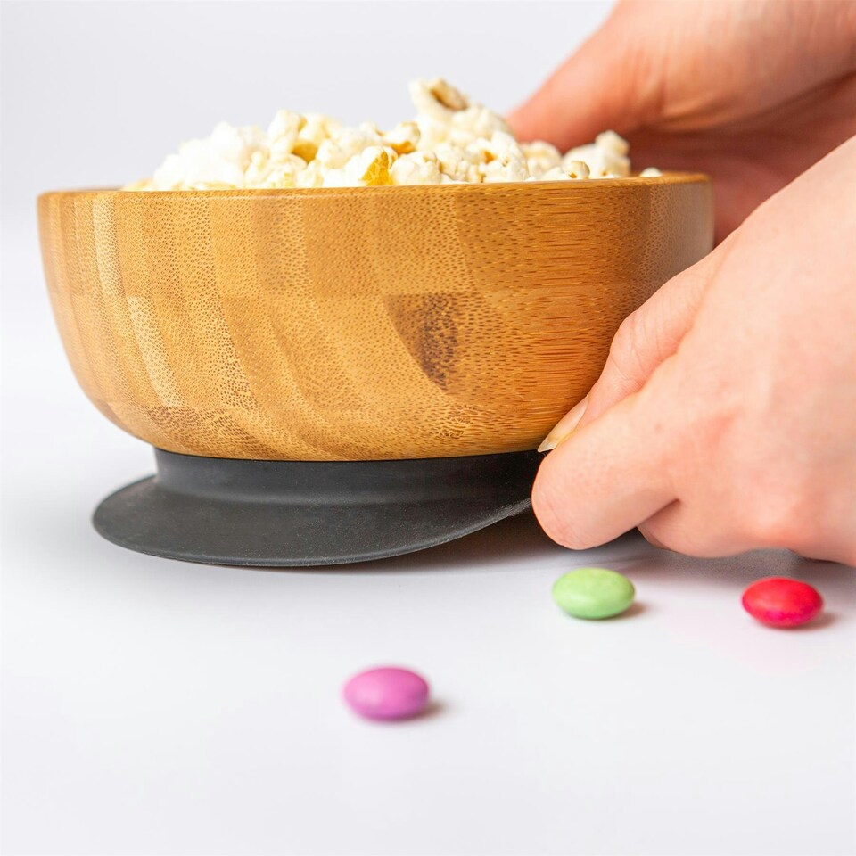 image 1 of Tiny Dining Children's Bamboo Suction Bowl - Black Black