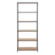 image 2 of Seaford Tall Black Metal Bookcase with 5 Shelves in Oak