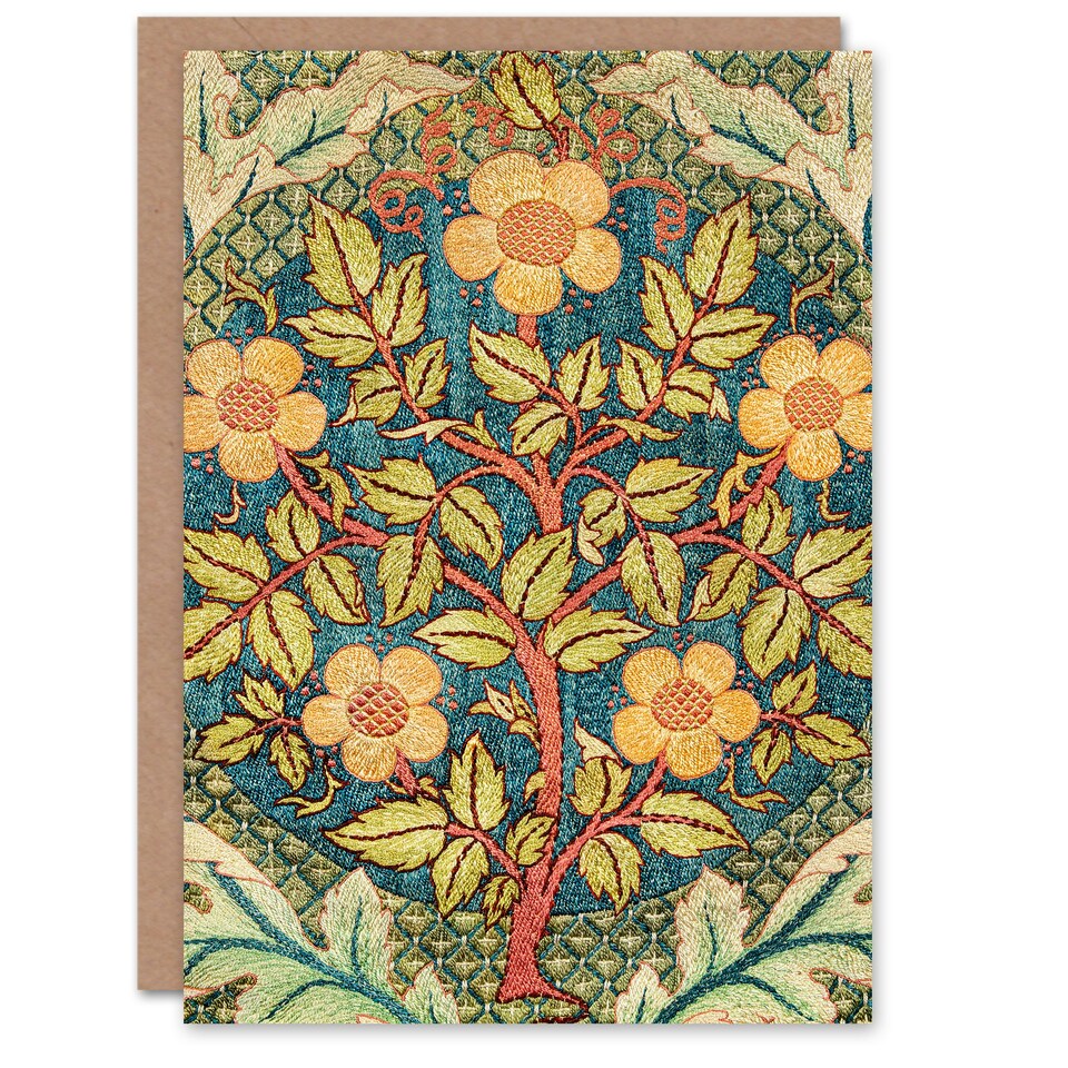 image 1 of William Morris Art Card Rose Wreath Embroidery Pattern