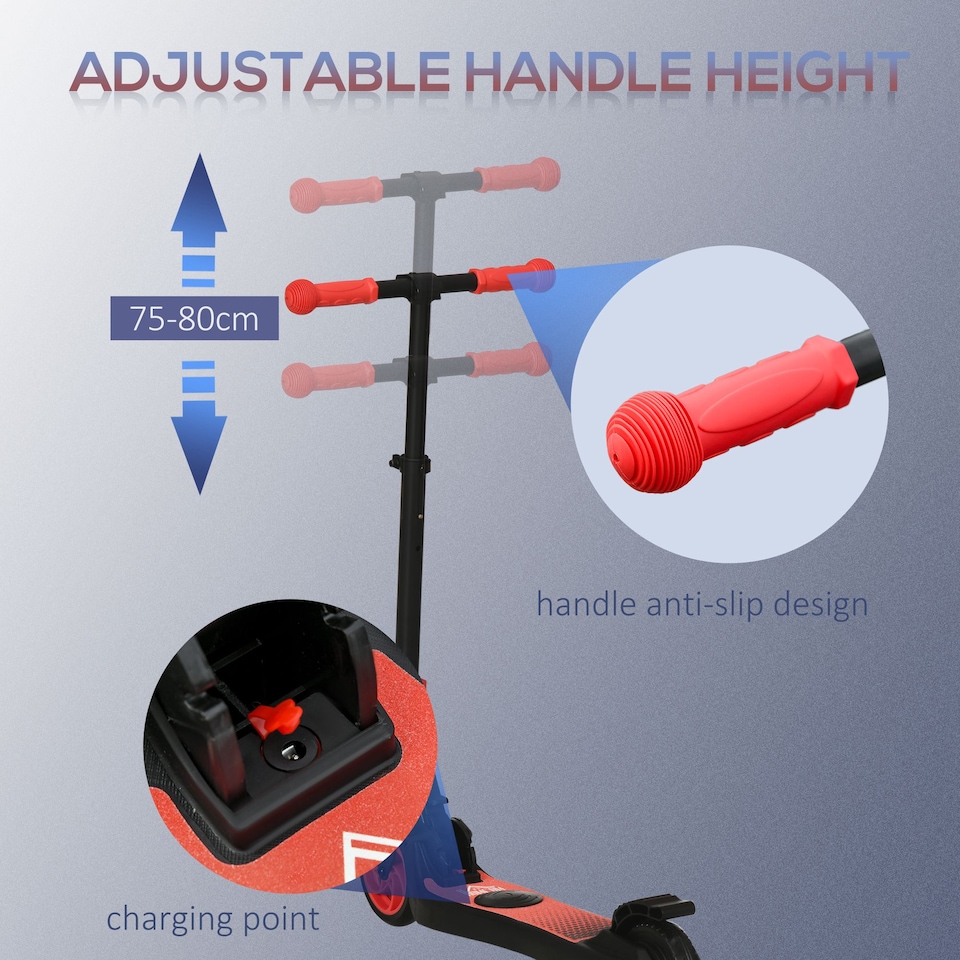 image 1 of HOMCOM Folding Electric Scooter with Rear Wheel Brake, Red