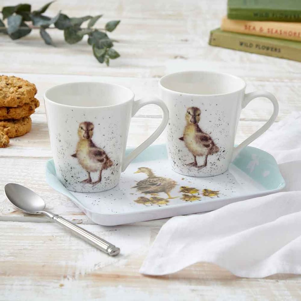 image 1 of Wrendale Designs Lovely Mum Porcelain Mug & Melamine Tray Set | Multi | 3
